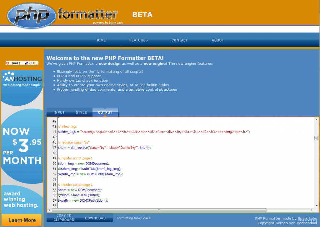 PHP Formatter Online จัดระเบียบ php script ที่คุณเขียนให้สวยงามด้วย